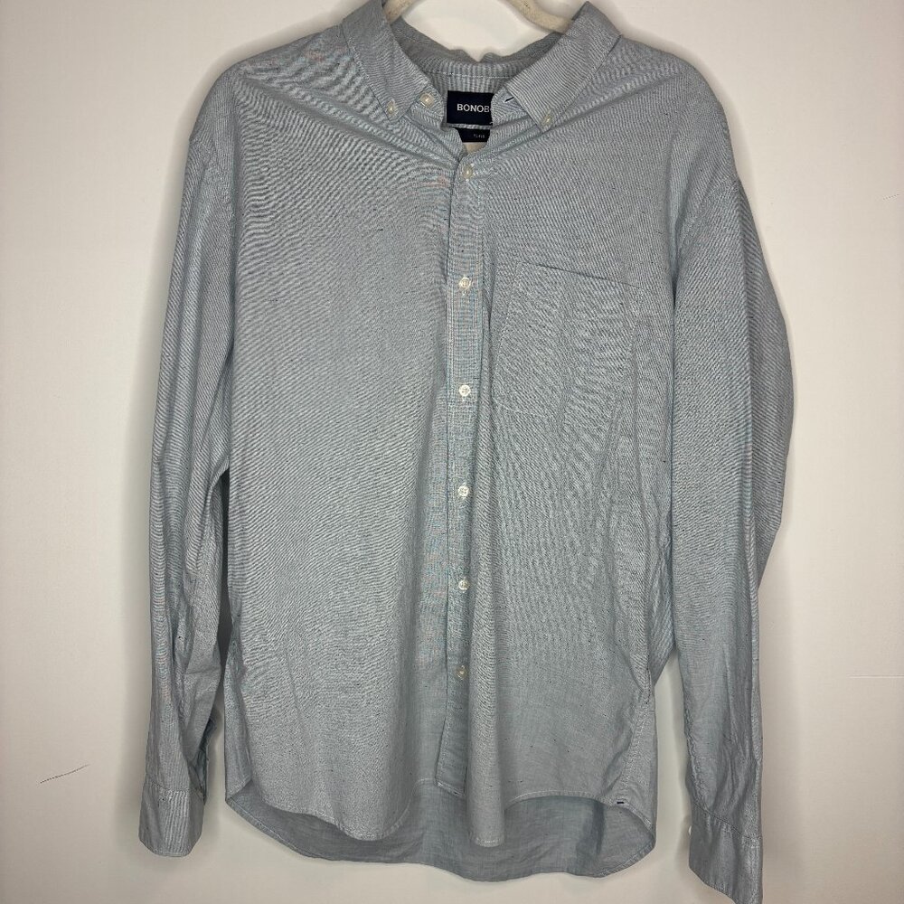 Bonobos Men’s XL Extra Large Slim Fit Button Down Dress Shirt Blue Marled Print - Picture 2 of 7